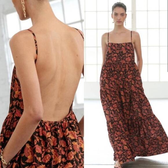 Matteau Low Back Floral Maxi Dress Pink Hibiscus - Picture 2 of 7